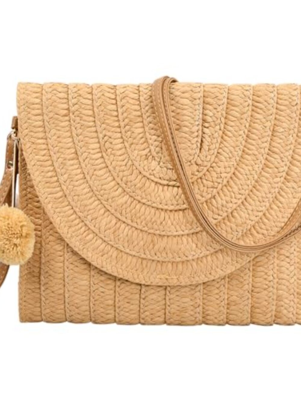 Handmade Woven Straw Clutch Boho Crossbody Bag Wicker Purse Summer Beach